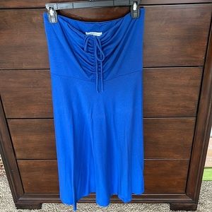 Blue swim coverup with tie front